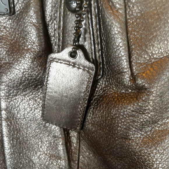 Authentic Coach Kristin Leather Top Zip Metallic Bronze Tote Bag NO STRAP - Picture 10 of 11
